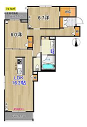 BEREOGardens弥右衛門 2LDKの間取図画像