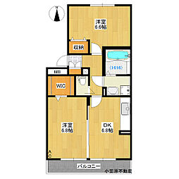 リビングタウン北川添A 1LDKの間取図画像