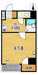 上町シティガーデン 1Kの間取図画像