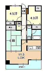 ダイアパレス高知ヌーベルヴュー 3LDKの間取図画像