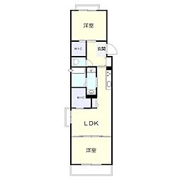 ベレオディアマン 2LDKの間取図画像