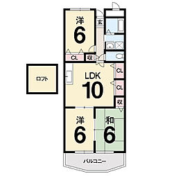 プロムナード万々 3LDKの間取図画像