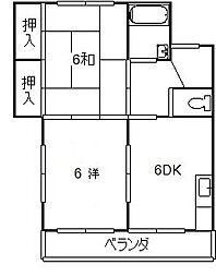 ロイヤルハイツ 2DKの間取図画像