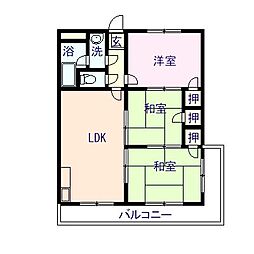 第2越智マンション第1別館 3LDKの間取図画像