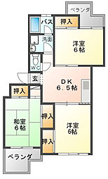 神野マンション 3DKの間取図画像