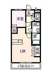 イーストリバー2 1LDKの間取図画像