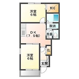 リヴェール9 2DKの間取図画像