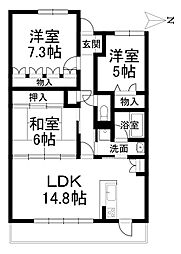 アルファステイツ勝山通り 3LDKの間取図画像