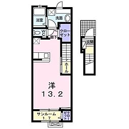 マリオ葛島B ワンルームの間取図画像