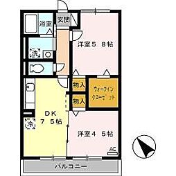ハーズリッチ北高見 2DKの間取図画像