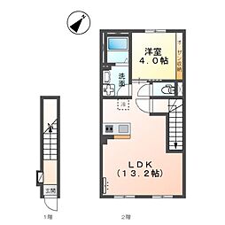 南国市小籠 賃貸新築アパート 1LDK 1LDKの間取図画像