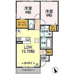 ヴァンヴェール大津 2LDKの間取図画像