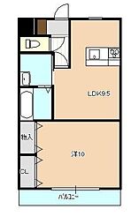 クレドール南川添 1LDKの間取図画像