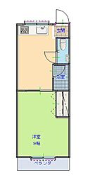 ロイヤル薊野 2階1Kの間取り