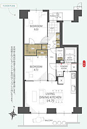 サーパス祝谷 2LDKの間取図画像