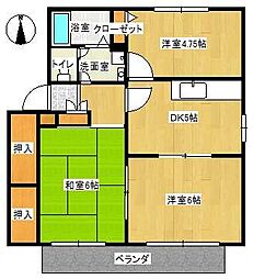 メゾントレビ6 3DKの間取図画像