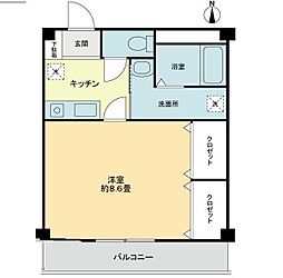 フォブール・ジャミン 1Kの間取図画像