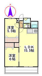 アロム藤 2LDKの間取図画像