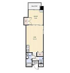 ルネシュ・プランドール 1LDKの間取図画像