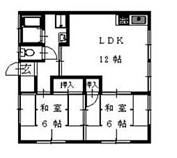 にしごハイツ 2LDKの間取図画像