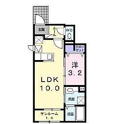 アクアドラセナB 1LDKの間取図画像