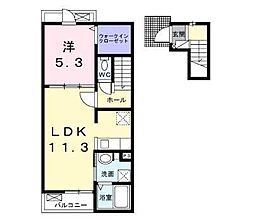 ベル・ヴィオラKX 2階1LDKの間取り