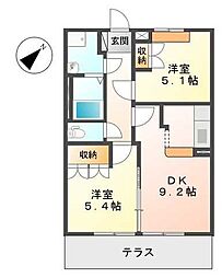 レインボーパレス 2LDKの間取図画像