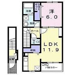メリリーB 1LDKの間取図画像