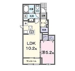 ベル・ヴィオラKXI 1階1LDKの間取り