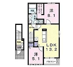 エレガンツァ砂盛1 2LDKの間取図画像