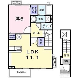 シュヴェスター2 1LDKの間取図画像