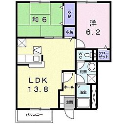 ヴィラ・フォンテーヌB 2LDKの間取図画像