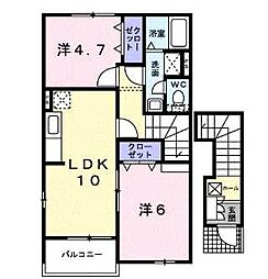 ロッソ・コルサB 2LDKの間取図画像