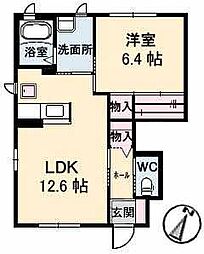 シャーメゾンウィーA 1LDKの間取図画像