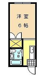 パナハイツカワサキ1 1Kの間取図画像