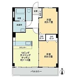 パルテール船木 2LDKの間取図画像