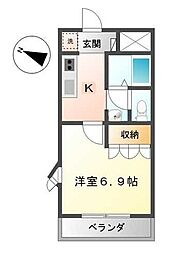 サン・ヴェルディ東雲 1Kの間取図画像