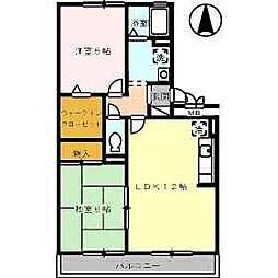 セゾン・ヴェール2 2LDKの間取図画像