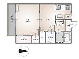 ウエストハイツS 1DKの間取図画像