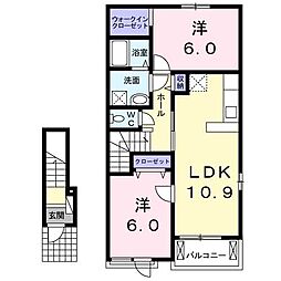 サンリットヴィラ5B 2LDKの間取図画像