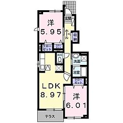 ロータス・ミカド 2LDKの間取図画像
