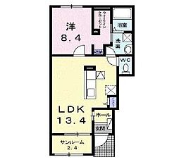 エアリーカーサA 1LDKの間取図画像