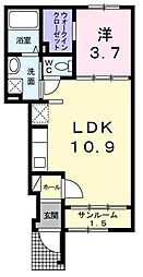 フラン・ミュール 1LDKの間取図画像