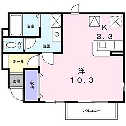 アルカンシェル・庄内2 1Kの間取図画像