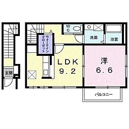 アルカンシェル・庄内1 1LDKの間取図画像