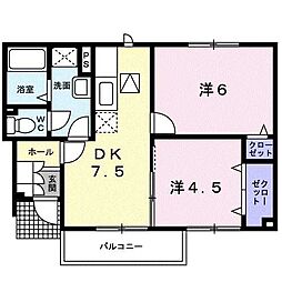 グランすずかぜの丘C 2DKの間取図画像