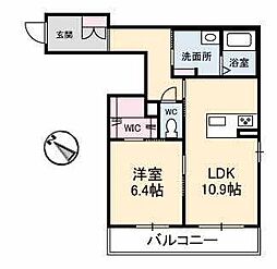 アルクレスト 1LDKの間取図画像