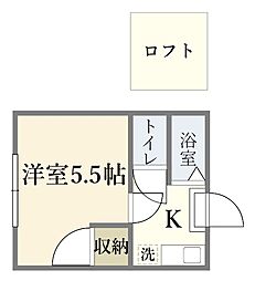 エクセルシャトー原の町 1Kの間取図画像