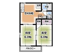 ミルキーハイツ 2DKの間取図画像
