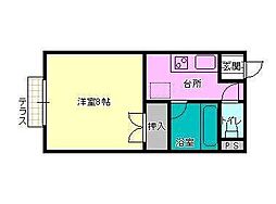 コーポさくら 1Kの間取図画像